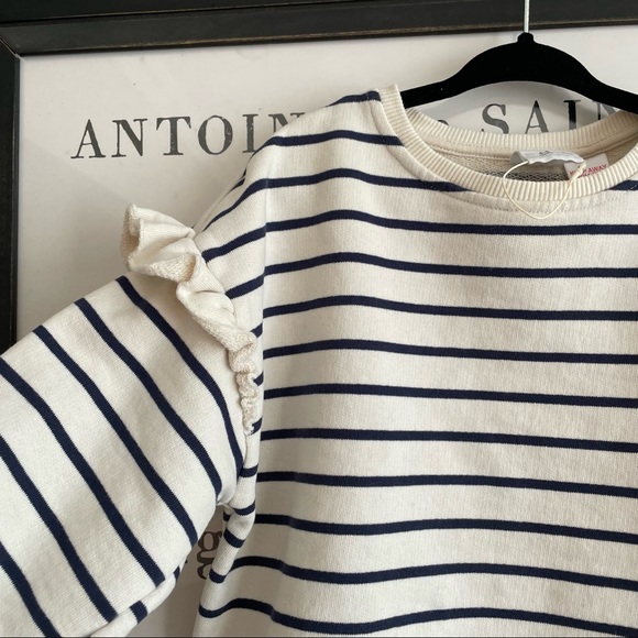 Zara Girl’s size 4-5 Ruffled Striped Pullover Sweater - Picture 2 of 2